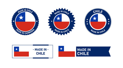 Chile flag, Made in Chile. Tag, Seal, Stamp, Flag, Icon vector