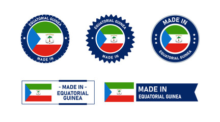 Equatorial Guinea flag, Made in Equatorial Guinea. Tag, Seal, Stamp, Flag, Icon vector
