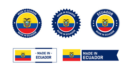 Ecuador flag, Made in Ecuador. Tag, Seal, Stamp, Flag, Icon vector