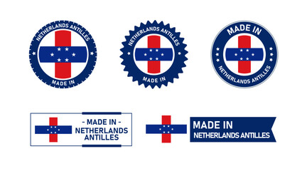 Netherlands Antilles flag, Made in Netherlands Antilles. Tag, Seal, Stamp, Flag, Icon vector