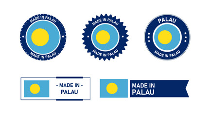 Palau flag, Made in Palau. Tag, Seal, Stamp, Flag, Icon vector