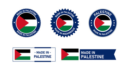 Naklejka premium Palestine flag, Made in Palestine. Tag, Seal, Stamp, Flag, Icon vector