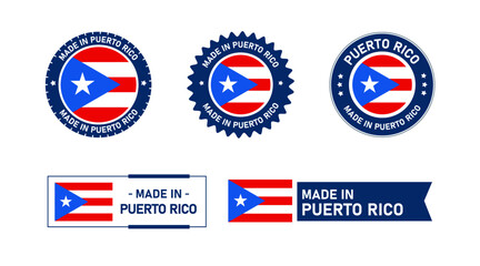 Puerto Rico flag, Made in Puerto Rico. Tag, Seal, Stamp, Flag, Icon vector