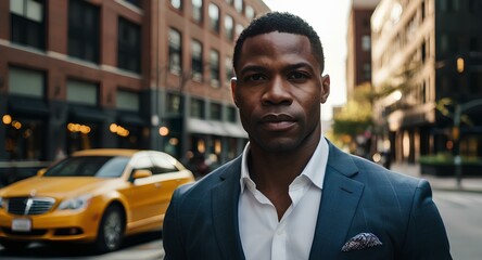 Obraz premium Fashionable stylish modern African american businessman corporate executive entrepreneur model