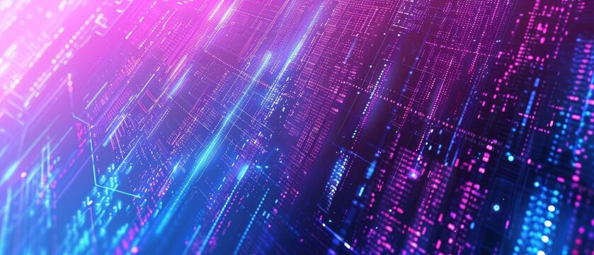 abstract background of coding software for city technology, blue and violet tone