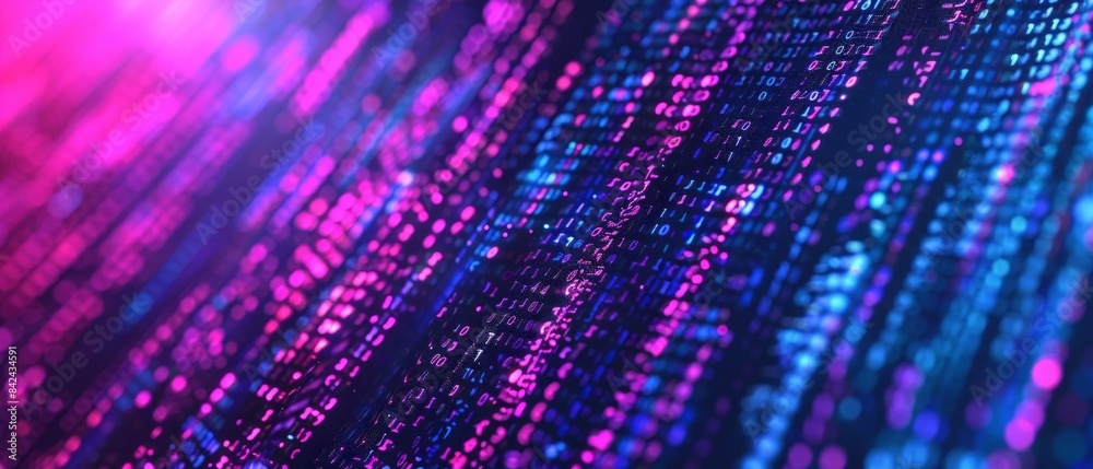 Wall mural abstract background of coding software for technology, blue and violet tone