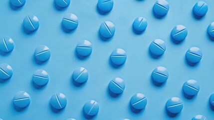 Blue pills on blue backdrop