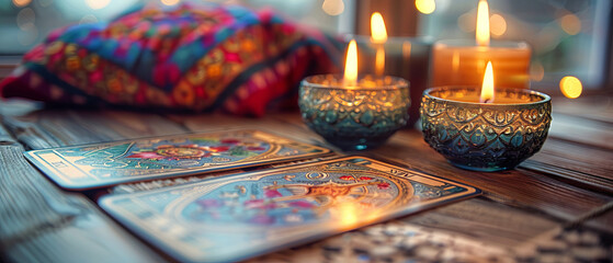 Tarot cards laid out in a past, present, future spread