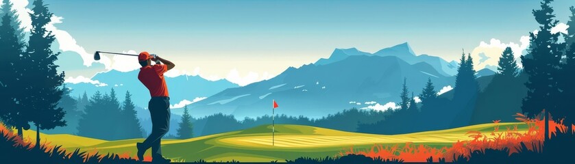 Fototapeta premium Golf Trading Card Template with Flat Design and Professional Sport Theme
