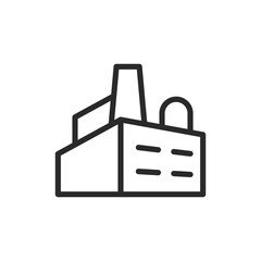 Industrial facility with multiple sections, linear style icon. Industrial facility with multiple sections, diverse manufacturing operations. Editable stroke width.