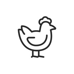 Chicken, linear style icon. A chicken poultry farming and egg production. Editable stroke width.