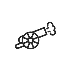 Cannon, linear style icon. traditional cannon. Editable stroke width