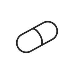 Capsule pill, linear style icon. capsule medication. Editable stroke width.