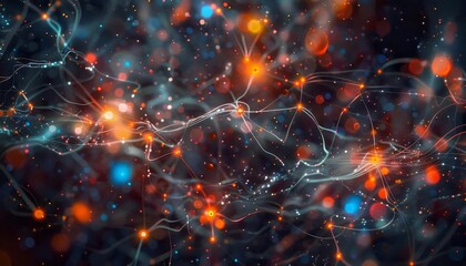 Abstract digital network with lights,