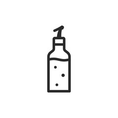Oil in bottle with dispenser, linear style icon. Editable stroke width