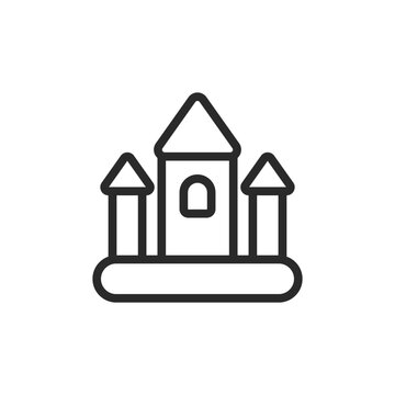 recommend clip art: Inflatable castle, linear style icon. inflatable bouncy castle for kids' play. Editable stroke width.