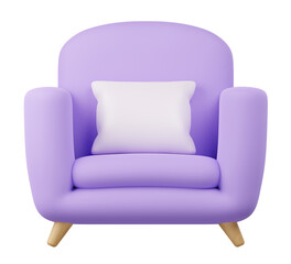 3D Purple Sofa with Pillow Illustration
