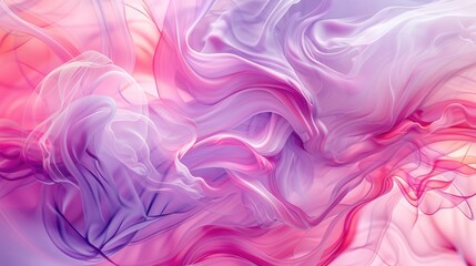 Fototapeta premium Colors blend in swirling patterns creating a dreamy and abstract liquid design in shades of pink and purple
