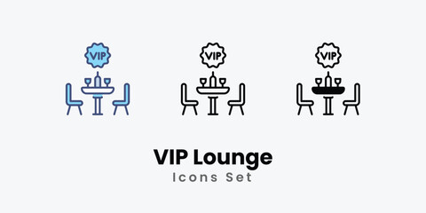 VIP Lounge icons vector set stock illustration.