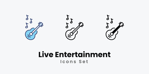 Live Entertainment icons vector set stock illustration.