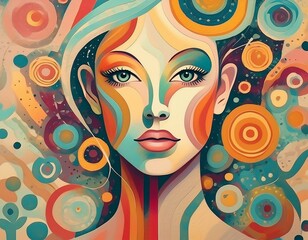 Fototapeta premium Abstract colorful portrait of a woman
