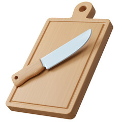 3D Chopping Board and Knife Illustration