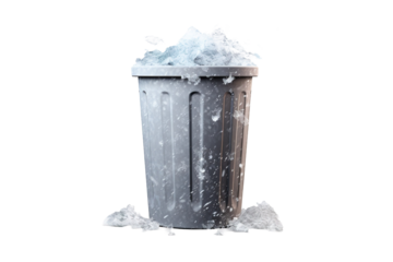 Snowy Trash Can Wonderland on White or PNG Transparent Background.