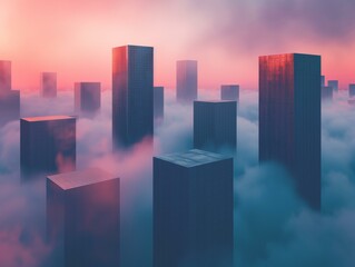 A beautiful sunset over a city. AI.