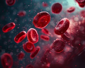 Red blood cells flowing through a vein. AI.