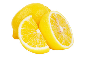 Whole lemon and some cuts cutout transparent 