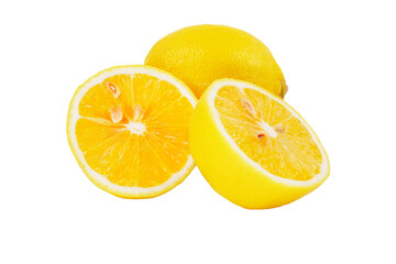Whole lemon and some cuts cutout transparent 