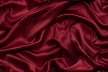 Obraz premium Red Maroon Silk satin background fabric texture, elegant fashion textile material