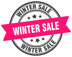 winter sale stamp. winter sale label on transparent background. round sign