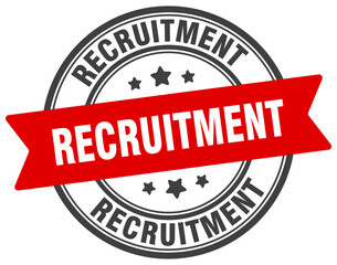 recruitment stamp. recruitment label on transparent background. round sign