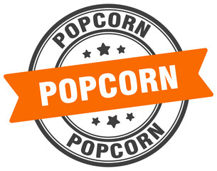 popcorn stamp. popcorn label on transparent background. round sign