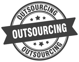 Fototapeta premium outsourcing stamp. outsourcing label on transparent background. round sign
