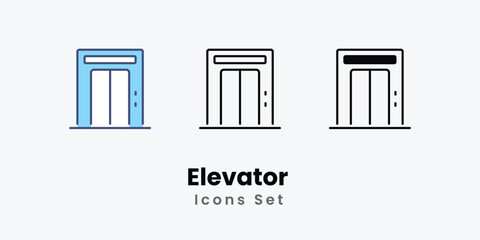 Elevator icons vector set stock illustration.