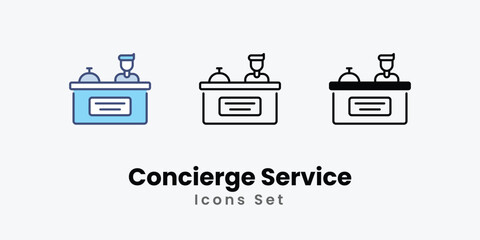 Concierge Service icons vector set stock illustration.