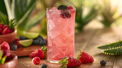 This drink blends aloe vera juice, sparkling water, and a mix of berries for a delightful fizzy treat.