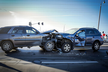 Fototapeta premium Shocking Collision: Safety in Question. Uninsured concept
