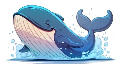 Illustration of a Cartoon Whale Doodle in 2d Format