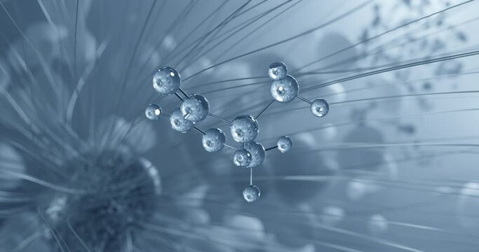Cycloserine rotating molecular 3d structure ball-and-stick model, looped video seromycin