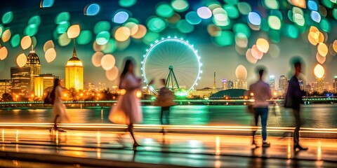 Evening background with blurred lighting, bright background wallpaper with silhouettes generated by ai