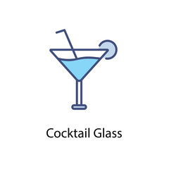 Cocktail Glass icons vector set stock illustration.