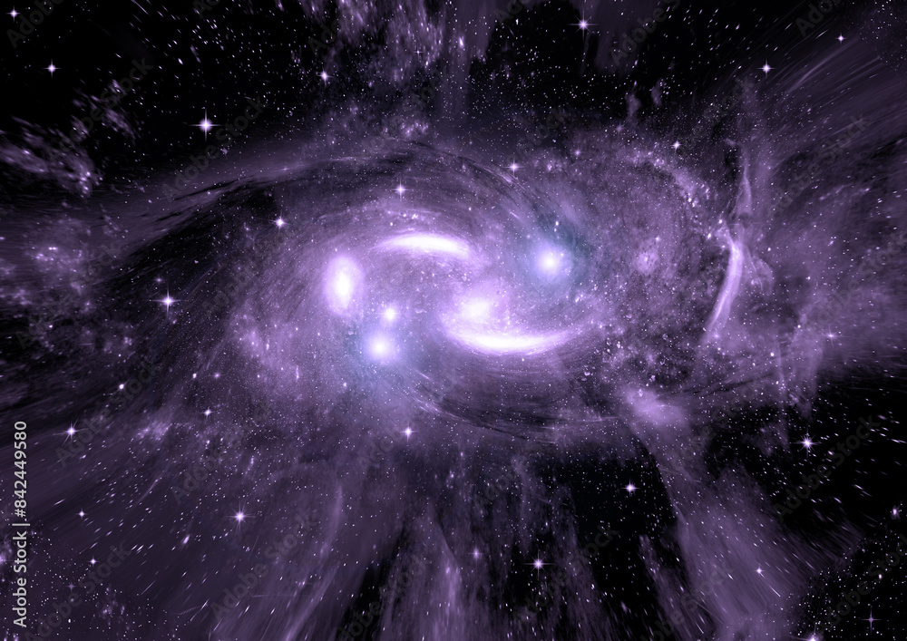 Wall mural galaxy in a free space. 3d rendering
