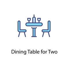 Dining Table for Two icons vector set stock illustration.