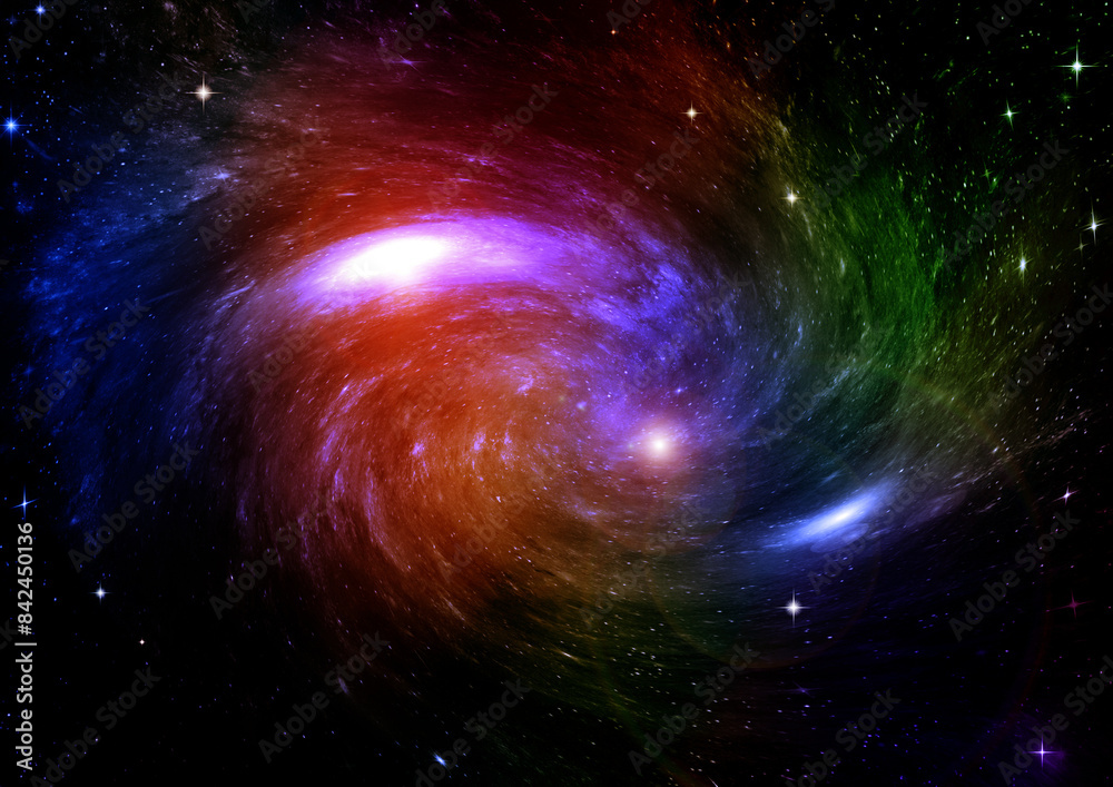 Wall mural galaxy in a free space. 3d rendering
