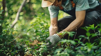 Obraz premium Planting Trees to Restore the Forest Promoting Appreciation for Wildlife Wild Plant Idea