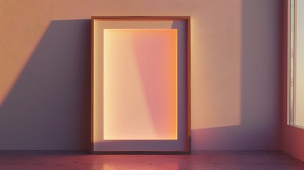 Empty picture frame with soft ambient lighting, inviting viewers to imagine their own content, Generative AI