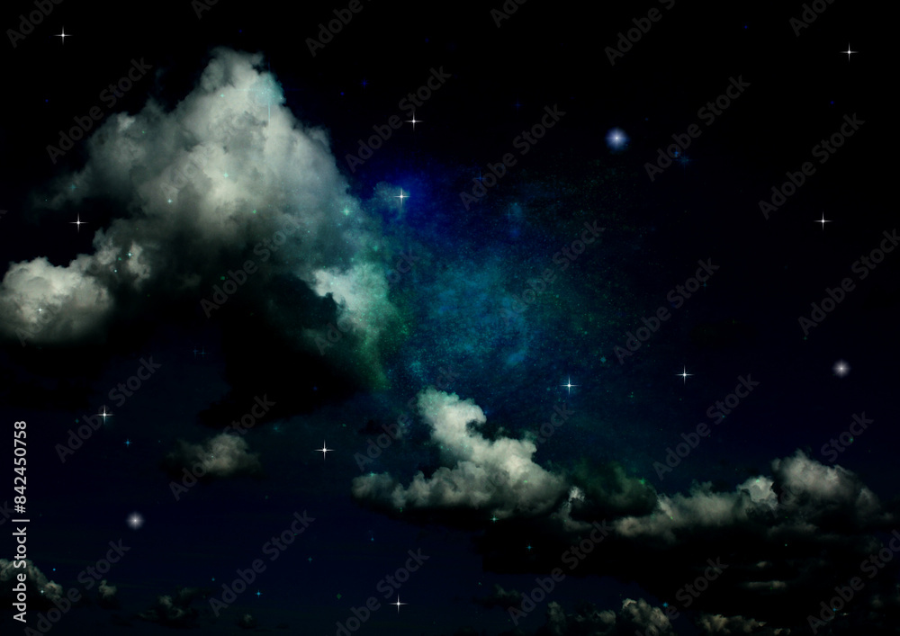 Sticker galaxy in a free space. 3d rendering